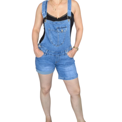 Salopette short en jean élastique